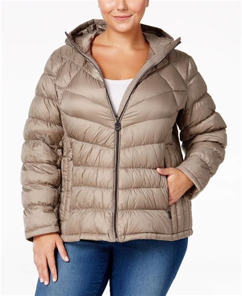 michael kors plus size coat hooded puffer|MICHAEL Michael Kors Plus Size Hooded Packable Down Puffer .